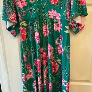 Lilly Pulitzer Green and Pink Floral Maxi Dress